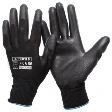 RĘKAWICE OCHRONNE POWLEKANE PU X-TOUCH BLACK